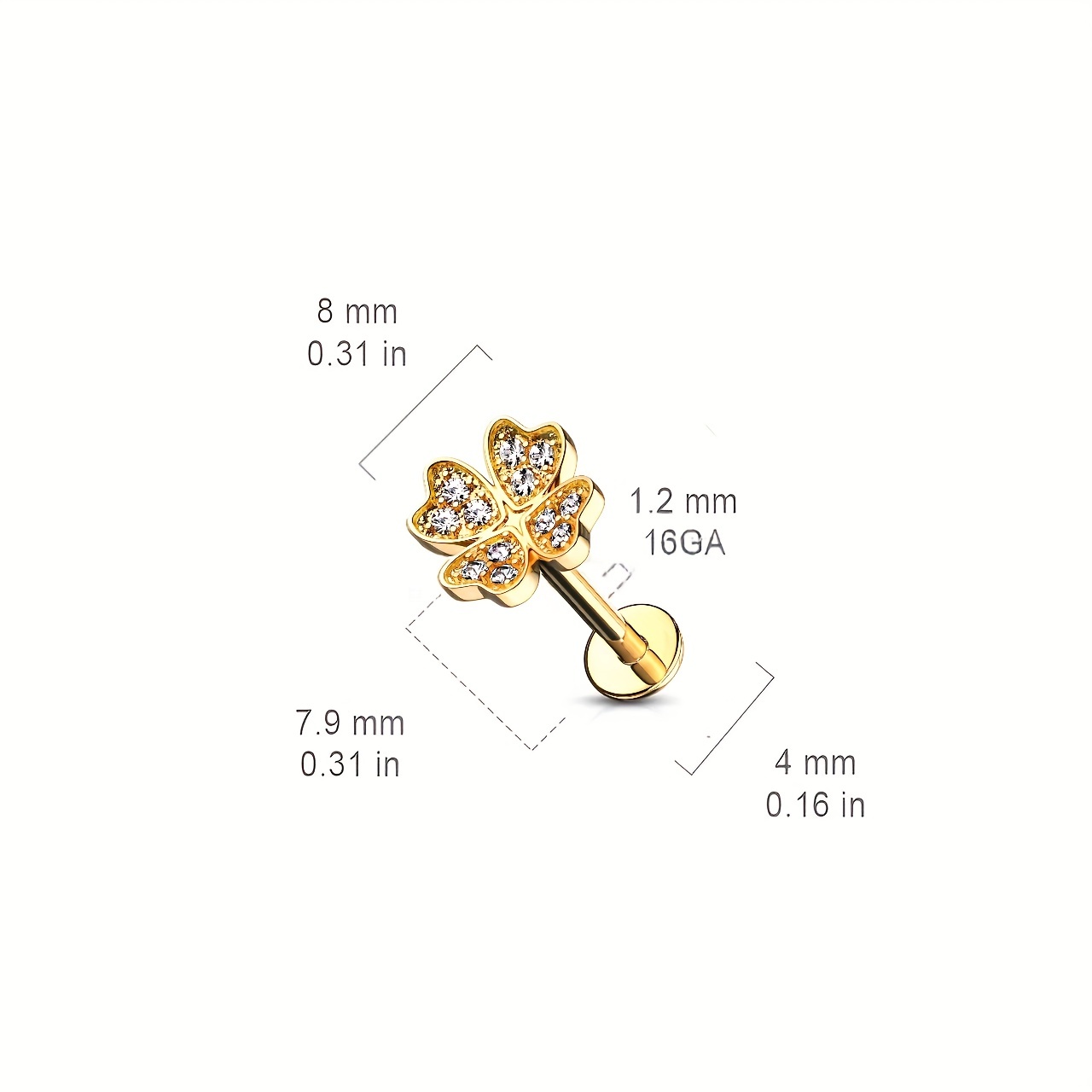 Lucky Clover Earrings Micro CZ Paved Shamrock Top